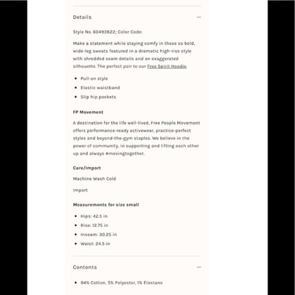 NWT Free People Movement Free Spirit Wide-Legs size Small. - Picture 3 of 16